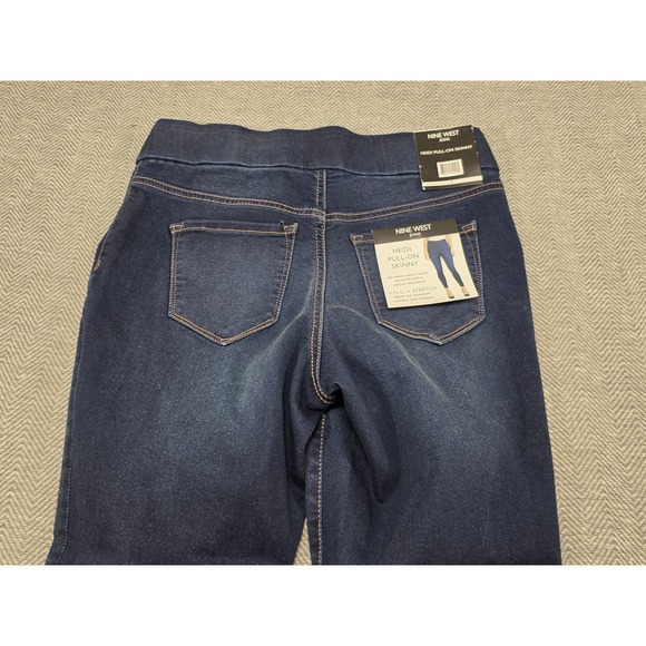Nine West Heidi Pull On Skinny Jeans Women's Size 4 Dark Wash Yoga Stretch - Picture 8 of 11